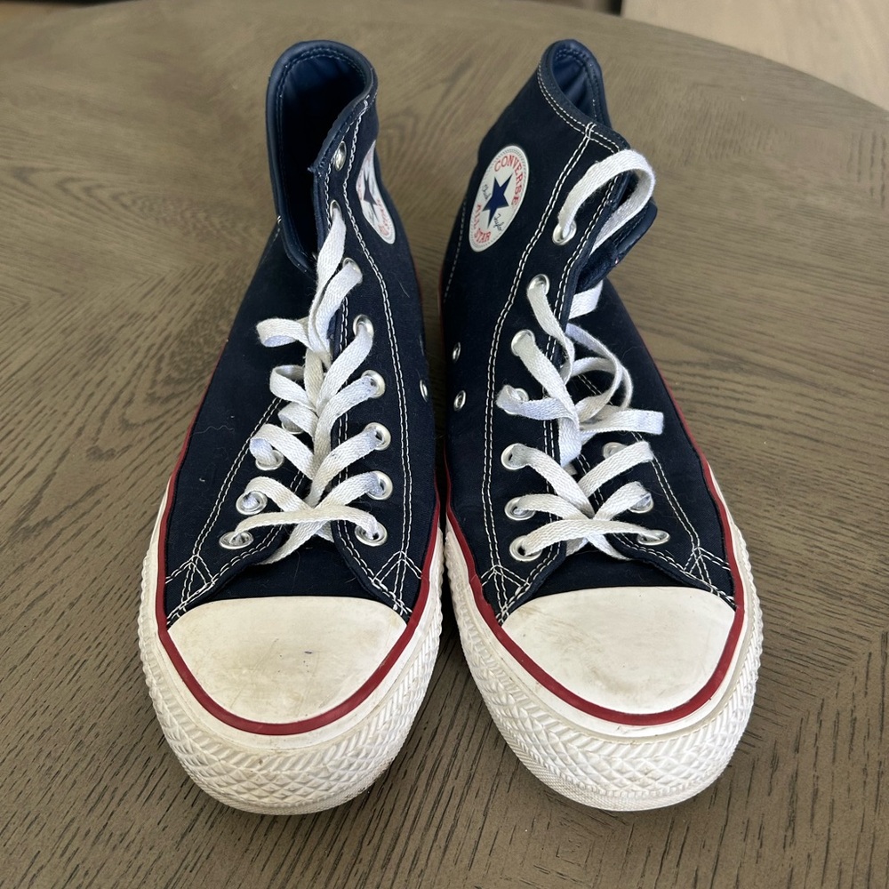 Converse Men’s High-Top Sneakers - Navy, White, and Red